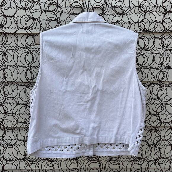 Vintage 90s willow Ridge embroidered zoo safari animals lattice front vest LP - Picture 2 of 5